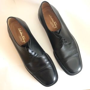 FERRAGAMO - Men’s Posillipo black cap toe oxfords